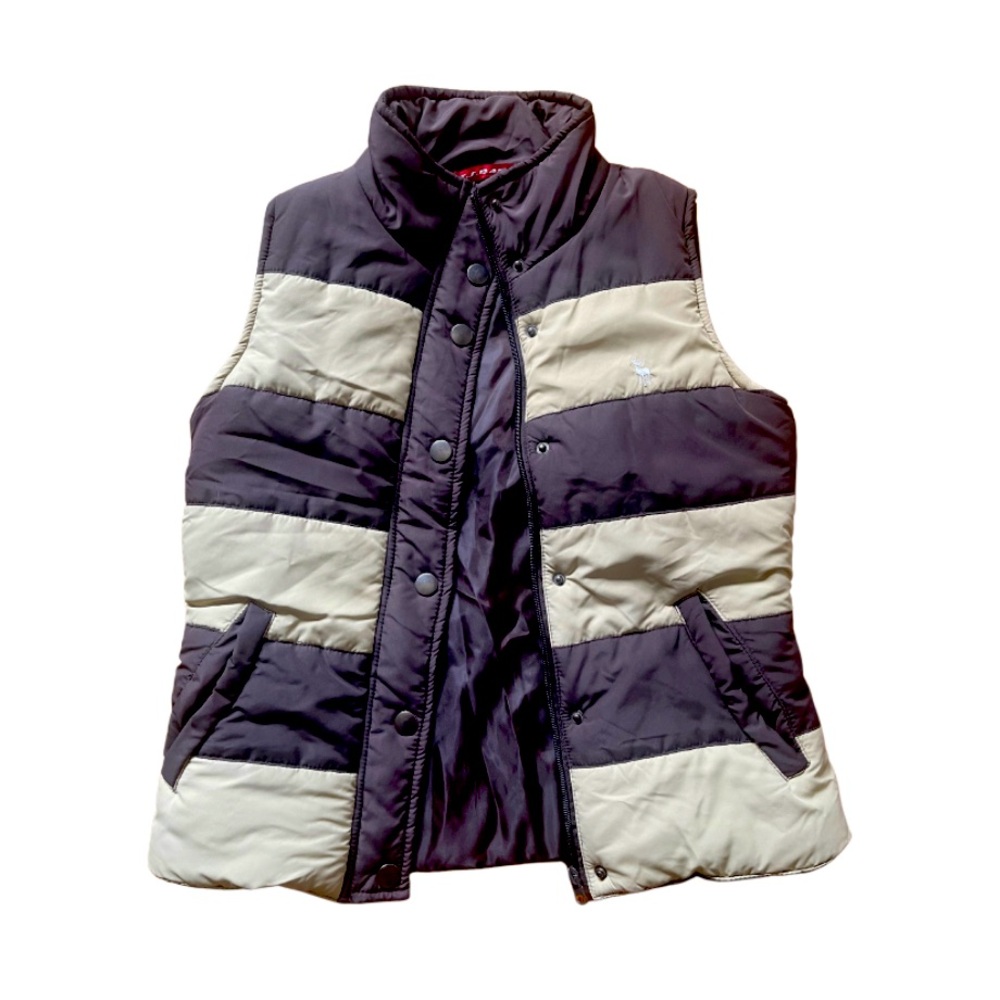 JJ Basics Puffer Vest in Brown and Cream